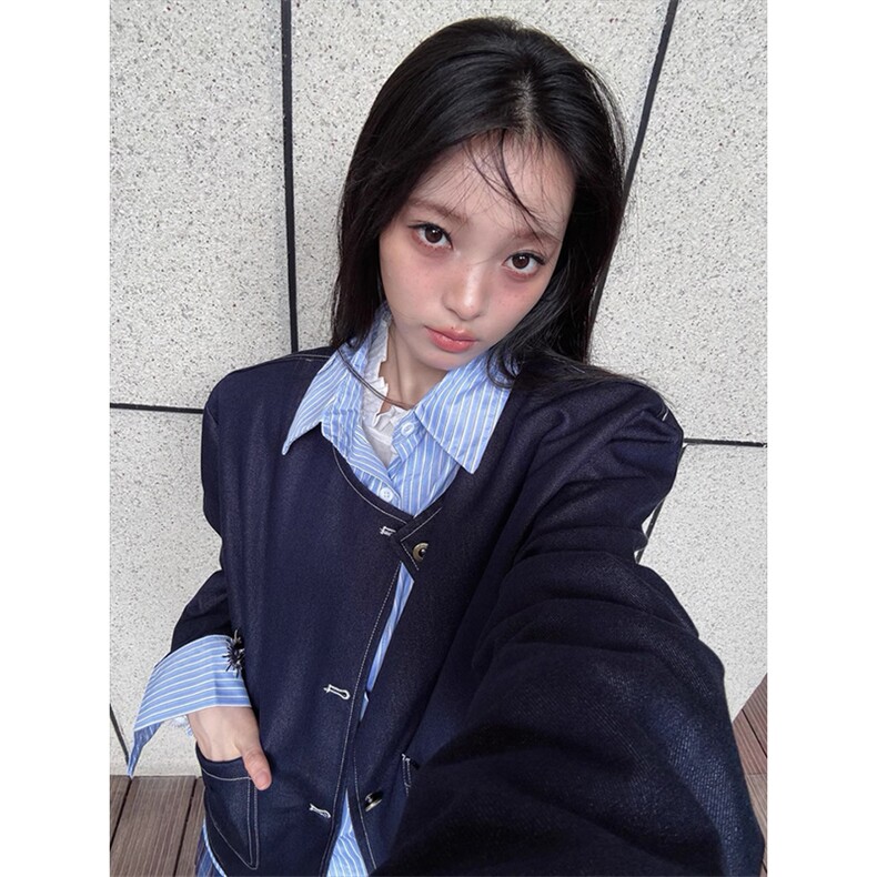 网图假两件设计衬衫领高智感垫肩外套男女夹克春季JK016P138，男装夹克，星座512-1（原513-3）