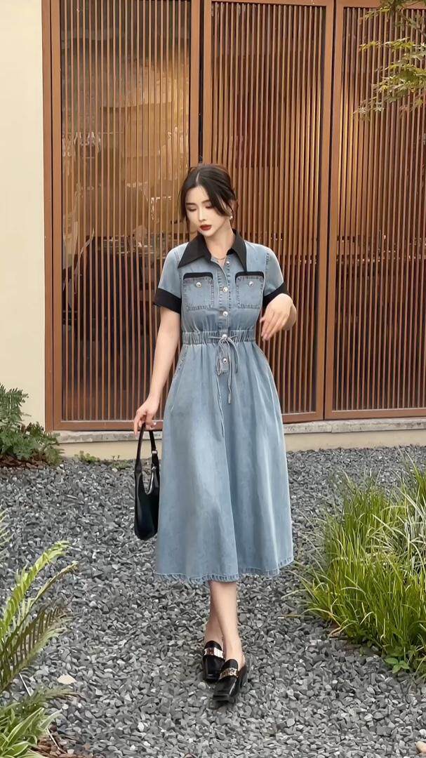 2023年夏装牛仔连衣裙，女装连衣裙，贻思茗