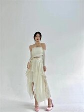 不规则针织抹胸上衣，抹胸，HE