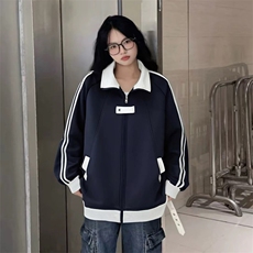 抖音得物品质秋冬美式高街重磅结构拼接织带翻领卫衣夹克外套W113，男装夹克，电商A486