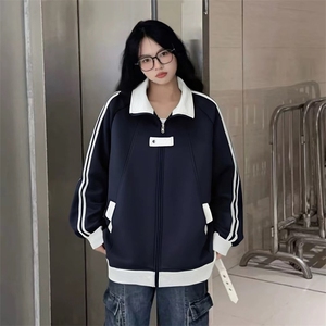 抖音得物品质秋冬美式高街重磅结构拼接织带翻领卫衣夹克外套W113,mra男鞋怎么穿搭图片