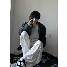 档口图抖音PU皮夹克宽松复古纯色外套DY2407-P80，男装夹克，星座1213
