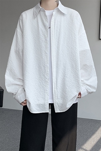 8XL-M泡泡纱盐缩肌理长袖衬衫男春季冰丝外套防晒衬衣CS29007P40图片