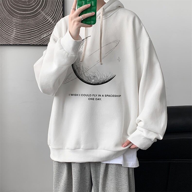 月亮卫衣男款春秋季美式oversize潮牌学生上衣服重磅连帽宽松外套,男装卫衣,电商A040
