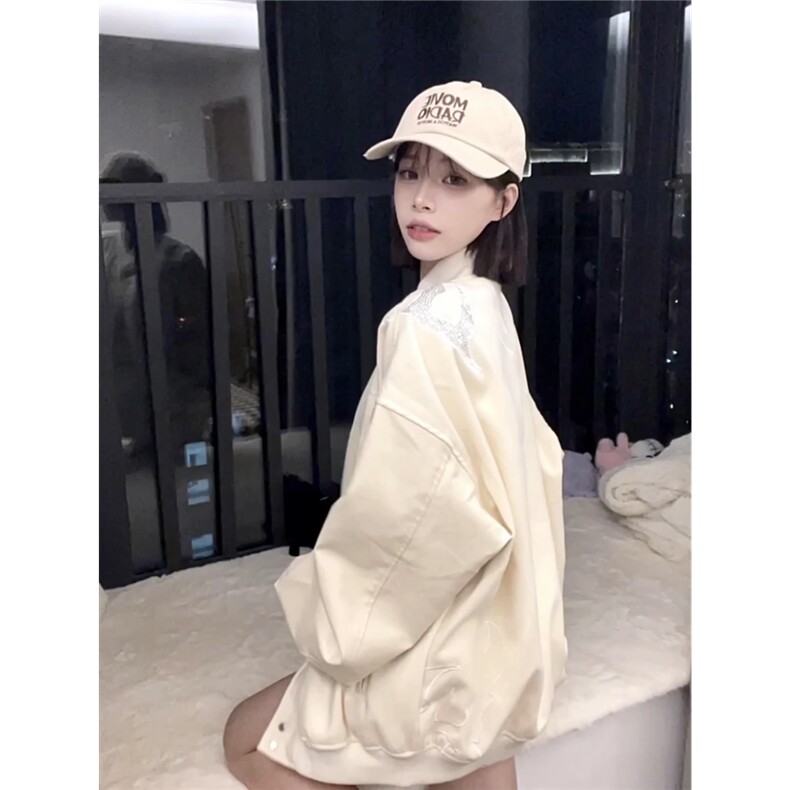 原创潮美式高街vibe风烫钻刺绣棒球服ins潮夹克情侣,男装夹克,星座506A