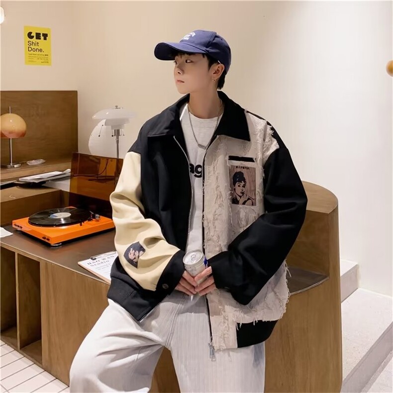 2022情侣装高级感外套男春秋ins潮牌法式工装炸街设计感小众夹克,男装夹克,星座716-4