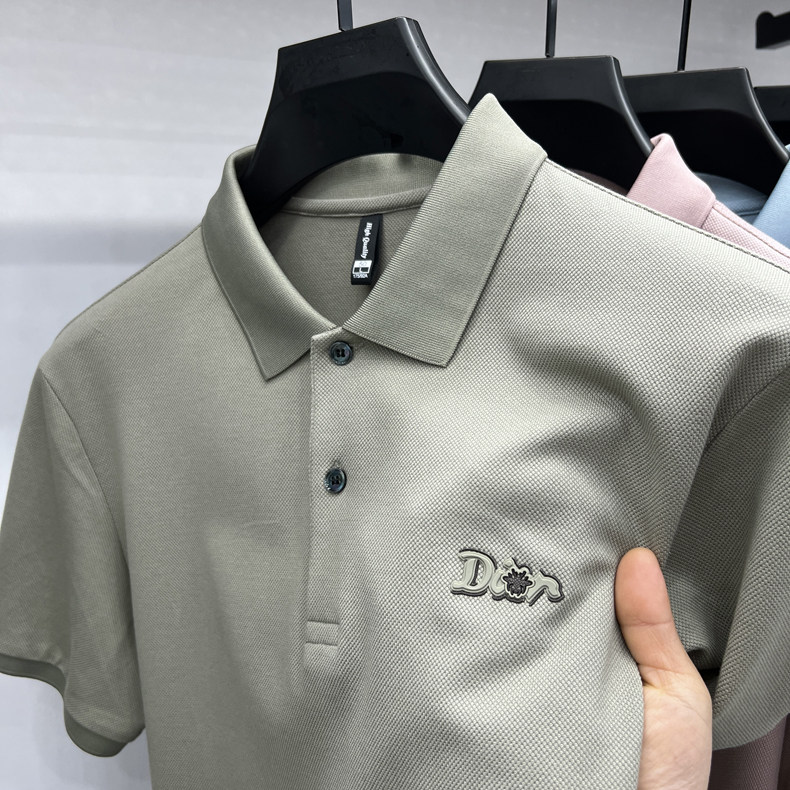 夏季新款男士短袖丝光棉POLO杉高档轻商务翻领百搭中年爸爸装,男装T恤,电商B212（原钱塘6029）