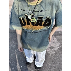 DXT22LL-P58美式复古做旧重磅毛巾绣短袖T恤高级感痞帅半袖，男装T恤，星座1007（原301D）