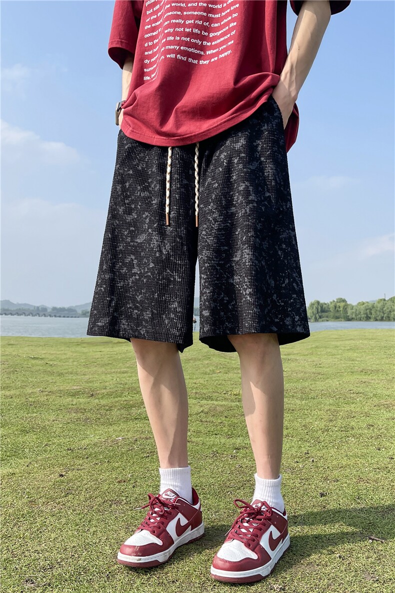 供视频~可二开扎染短裤男夏季五分裤K838特P30控55,男装牛仔裤,电商A309