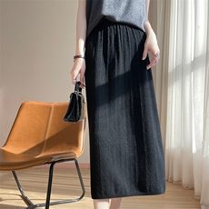 2025春夏新纯色简约气质半身裙女柔软触感亲肤柔软细腻垂顺百搭裙，女装半身裙，丹芙娇羊绒