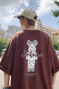 1港风小熊印花休闲情侣日系潮大码M-5XL短袖T恤男DT7736P25控38图片