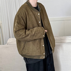 2024鹿皮绒夹克外套棒球服加棉棉服A351-AJ2511-P105加棉，男装夹克，电商A351