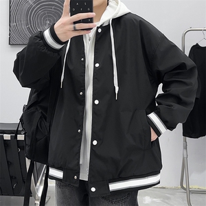 2023春夏款假两件夹克男潮牌ins连帽外套宽松情侣棒球服A5188-P70图片