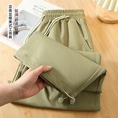 2025年夏季松紧工装裤长裤修身中腰速干大口袋工装裤时尚百搭，女装休闲裤，初己品牌服饰全品类供货