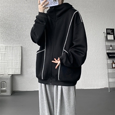 美式重磅立体硬挺卫衣男春秋潮牌设计感连帽开衫廓形外套KS004P68，男装卫衣，电商B312
