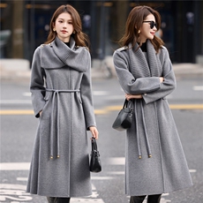 现货手工缝制冬季保暖新款时尚气质舒适双面呢大衣送腰带送围巾，女装双面呢大衣，丽美静依