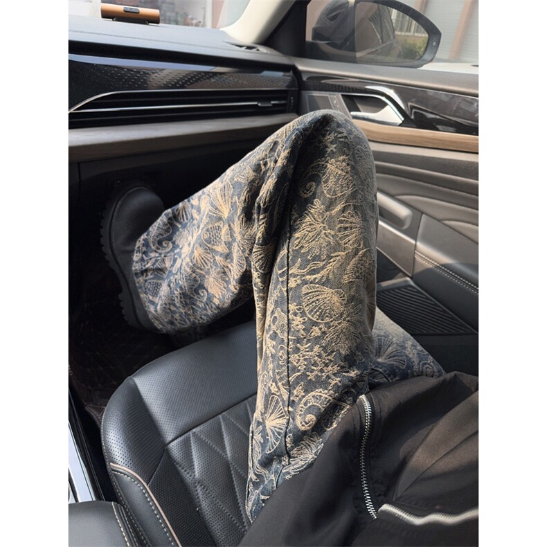 B221美式ins高街小众休闲提花直筒牛仔裤LK24380-特P52控88,男装牛仔裤,电商B221