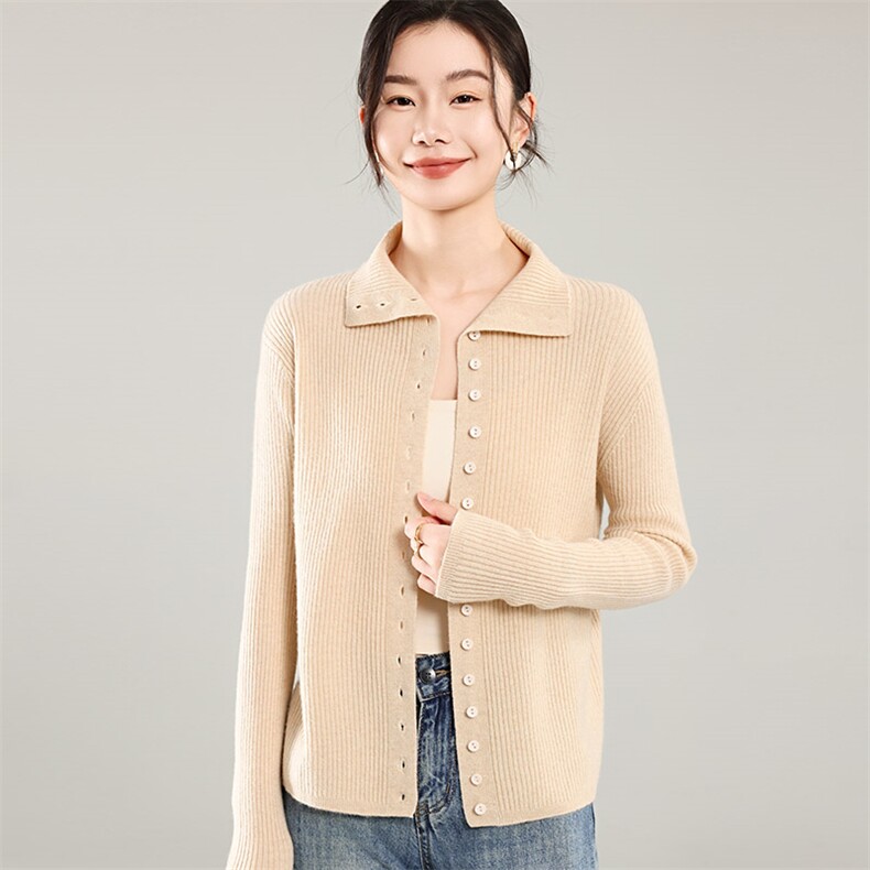 35%羊绒衫秋冬季新款舒适时尚百搭女式宽松长袖羊绒开衫,女装羊绒衫,琳尚羊绒
