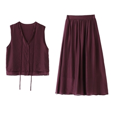 夏新款韩版修身无袖短上衣半身裙a字裙两件套时尚套装SX2979，女装套装/套裙，尚娜萱