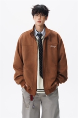 复古麂皮绒立领外套男女潮牌大码春秋飞行夹克美式外套JK5210/P80，男装夹克，电商B238