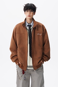 复古麂皮绒立领外套男女潮牌大码春秋飞行夹克美式外套JK5210/P80图片