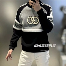 直播秋冬轻奢欧版加绒加厚卫衣男潮流设计感圆领保暖卫衣，男装棉衣，星座1602（原101B）