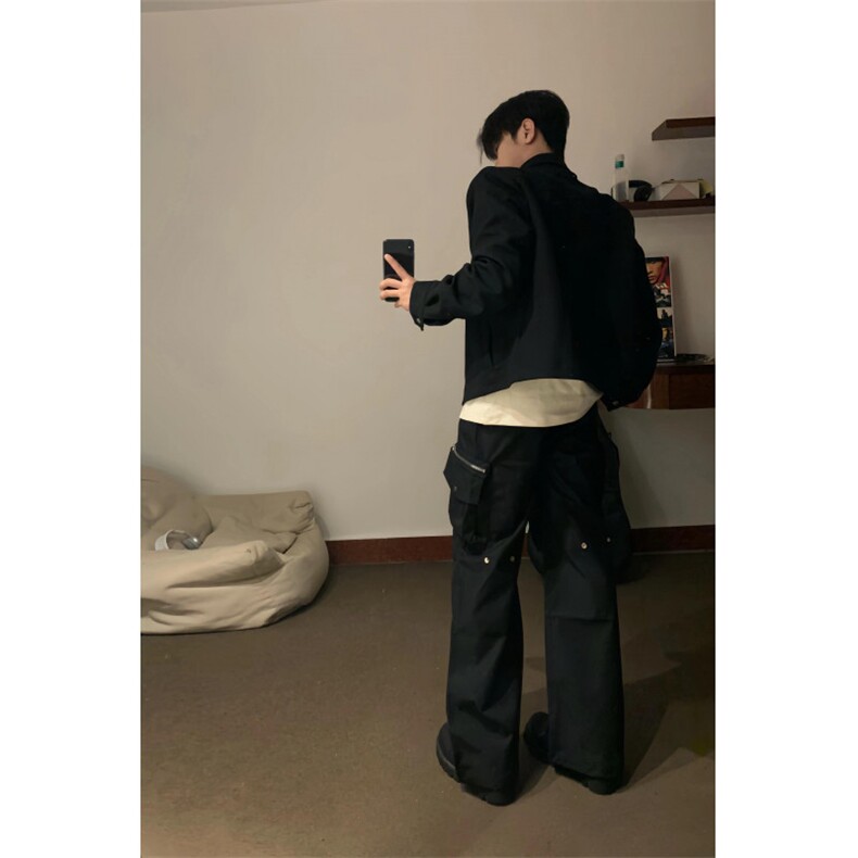 【有货】黑色垫肩短款西装外套男高级感痞帅行政夹克Y160LL-特P60,男装夹克,星座1007（原301D）