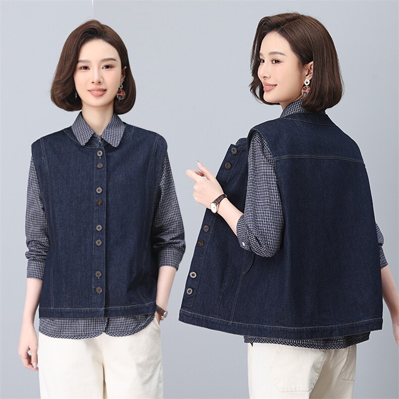 时尚百搭牛仔马甲2025年春季单排扣，女装马甲，小林双子