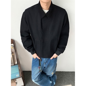 翻领帆布夹克外套男女春秋宽松工装棒球服宽松休闲上衣 JW23图片
