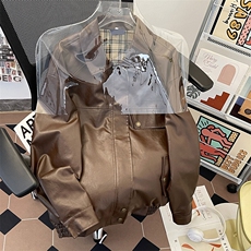 两面穿格子皮衣外套男女春秋高级感机车PU皮夹克上衣JK09352-P85，男装夹克，星座308B-1