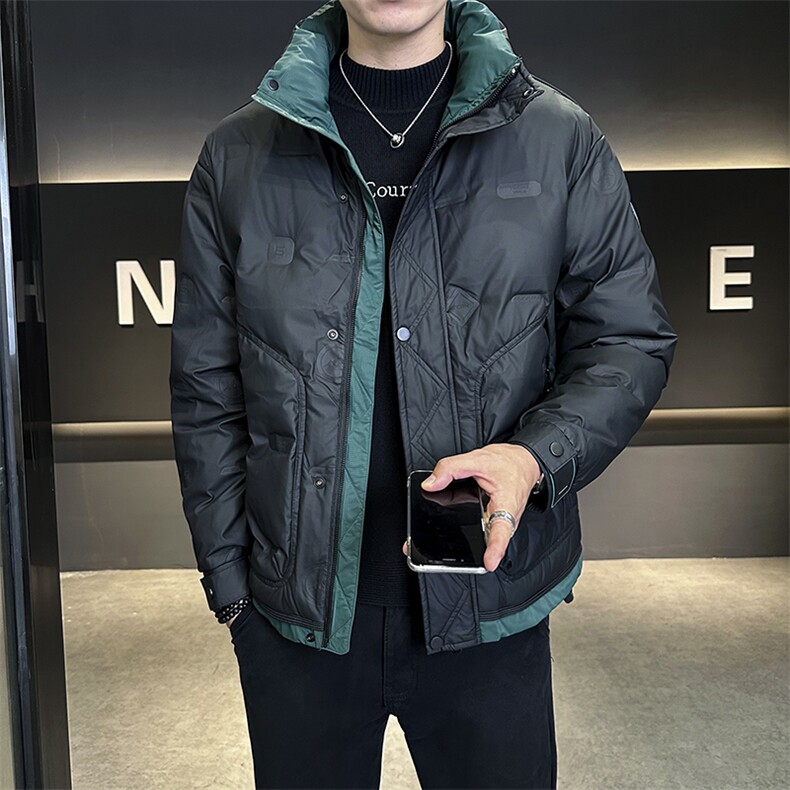 韩版潮牌帅气白鸭绒修身短款立领羽绒服外套Y9821P150，男装羽绒服，星座914