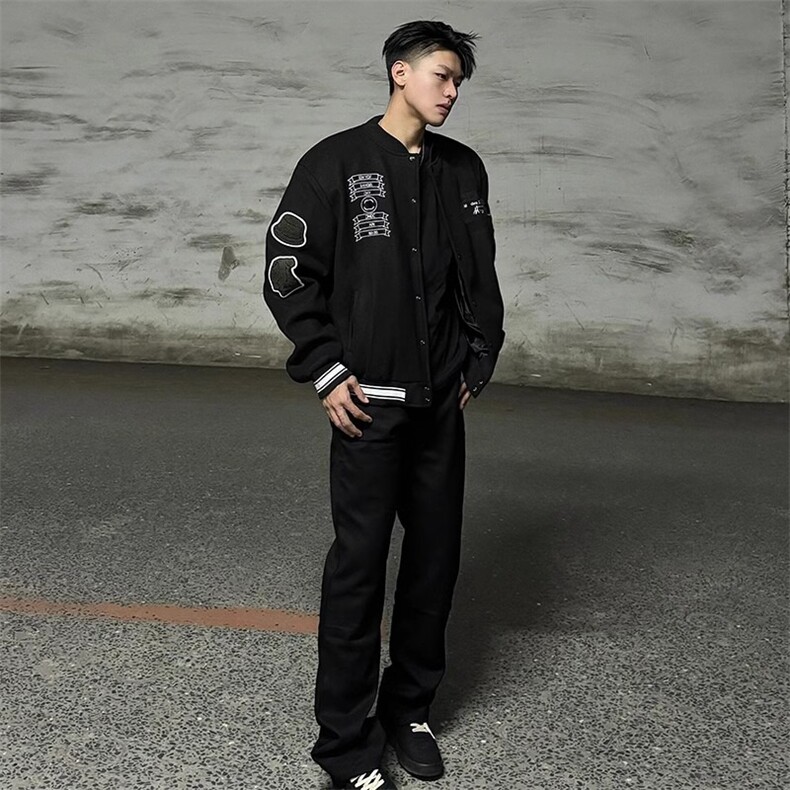 棒球服毛巾刺绣情侣宽松夹克春秋冬外套,男装夹克,星座1210-1