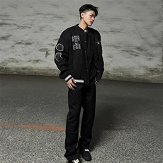 棒球服毛巾刺绣情侣宽松夹克春秋冬外套，男装夹克，星座1210-1