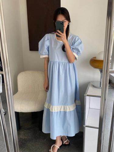 现货夏季新款法式气质简约连衣裙，女装连衣裙，青菜萝卜