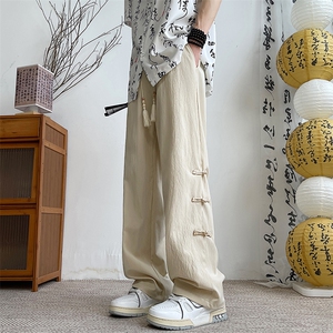 夏季薄款潮牌宽松休闲裤新中式风盘扣裤子男士 现货 K7910-P28图片