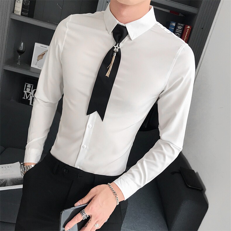 B302 CS68 潮男装夜店少爷工作服长袖衬衫 送同款领带 图片