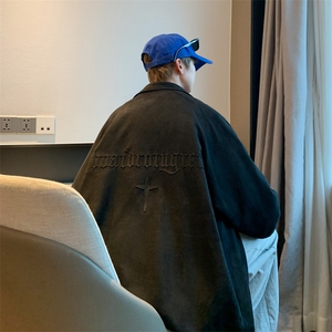 港风夹克衫潮男麂皮绒钢印高级感棒球冲锋服外套 6006-P60控108图片