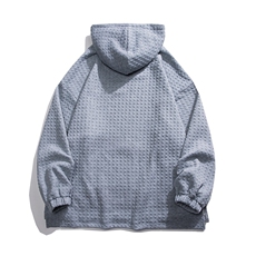 白底23春季设计感ins时尚潮流华夫格宽松纽扣连帽卫衣B402P75控98，男装卫衣，电商A247-1