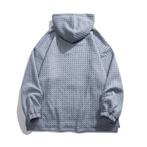 白底23春季设计感ins时尚潮流华夫格宽松纽扣连帽卫衣B402P75控98图片