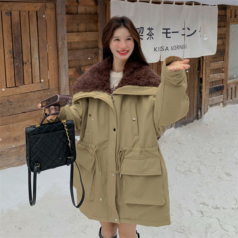 新款现！羊羔毛拼接派克服羽绒服工装外套2C133-6001-P275-K408,女装派克服,2C133