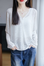 夏季轻薄开衫薄款外套长袖披肩空调防晒宽松女针织衫V领毛衫，女装针织衫/毛衣，丹芙娇羊绒