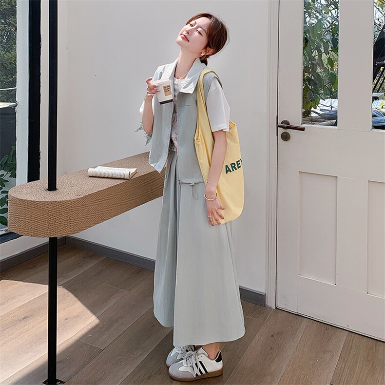 时尚休闲工装套装裙女2025夏季新款韩系穿搭无袖马甲半身裙三件套,女装套装/套裙,2C177