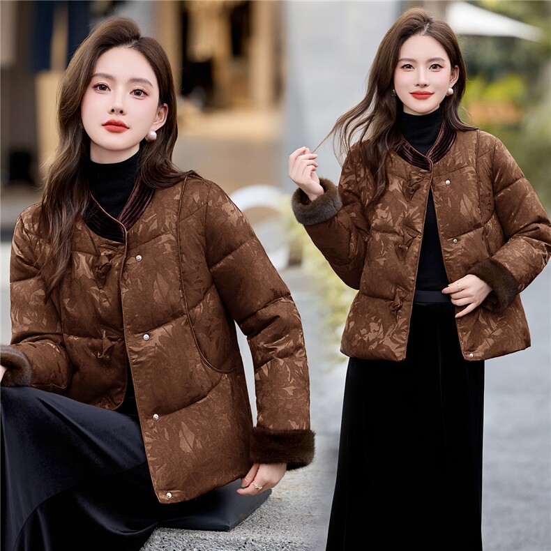 时尚立领棉服女2025冬季新款新中式宽松洋气短款棉服外套,女装棉衣/棉服,伊航服饰