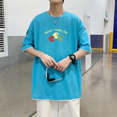 T3586P25大码夏季新款宽松t恤男短袖印花五分袖已爆港风潮牌，男装T恤，星座510A-1