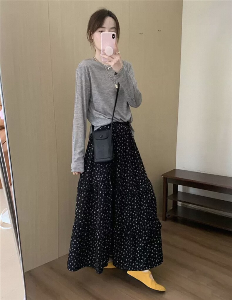 夏季温柔碎花半裙高腰显瘦百搭半身裙,女装半身裙,湘姗