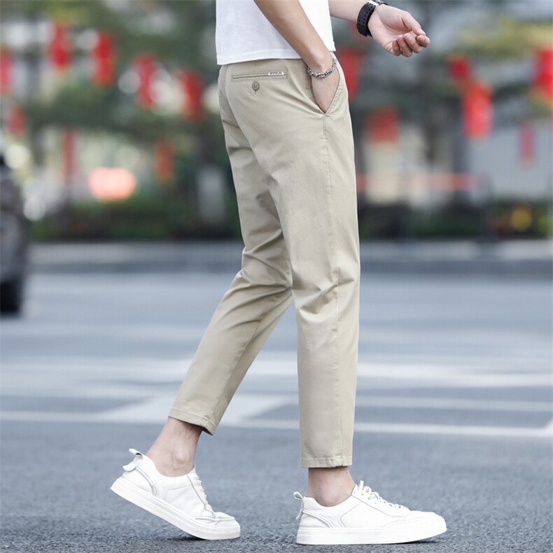 纯棉九分裤秋季弹力舒适百搭休闲裤男士修身直筒2025新款D988-P45,男装休闲裤,星座509