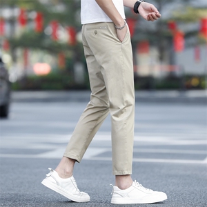 纯棉九分裤秋季弹力舒适百搭休闲裤男士修身直筒2025新款D988-P45图片