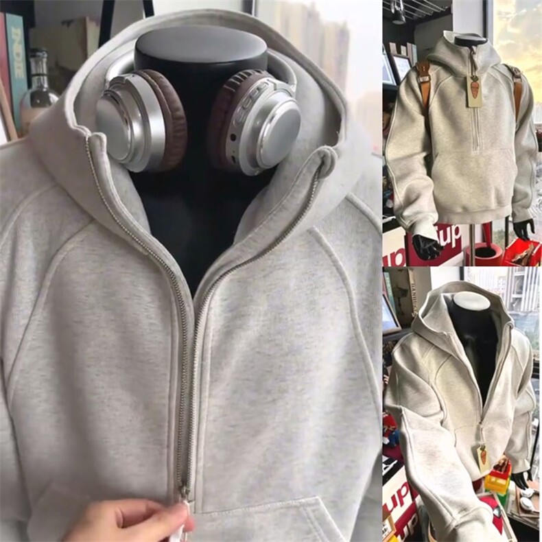 抖音得物高品质二开26春装重磅宽松结构拉链设计高领连帽卫衣W76,男装卫衣,电商A486