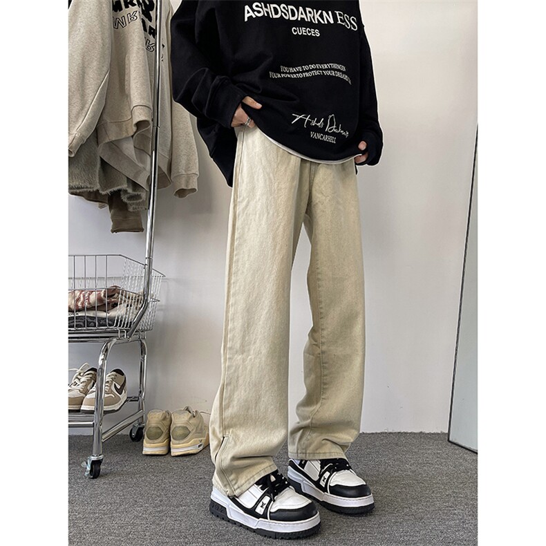 黄泥牛仔裤男春季美式高街直筒裤潮牌vibe做旧水洗裤子NH818-p47,男装牛仔裤,星座1008