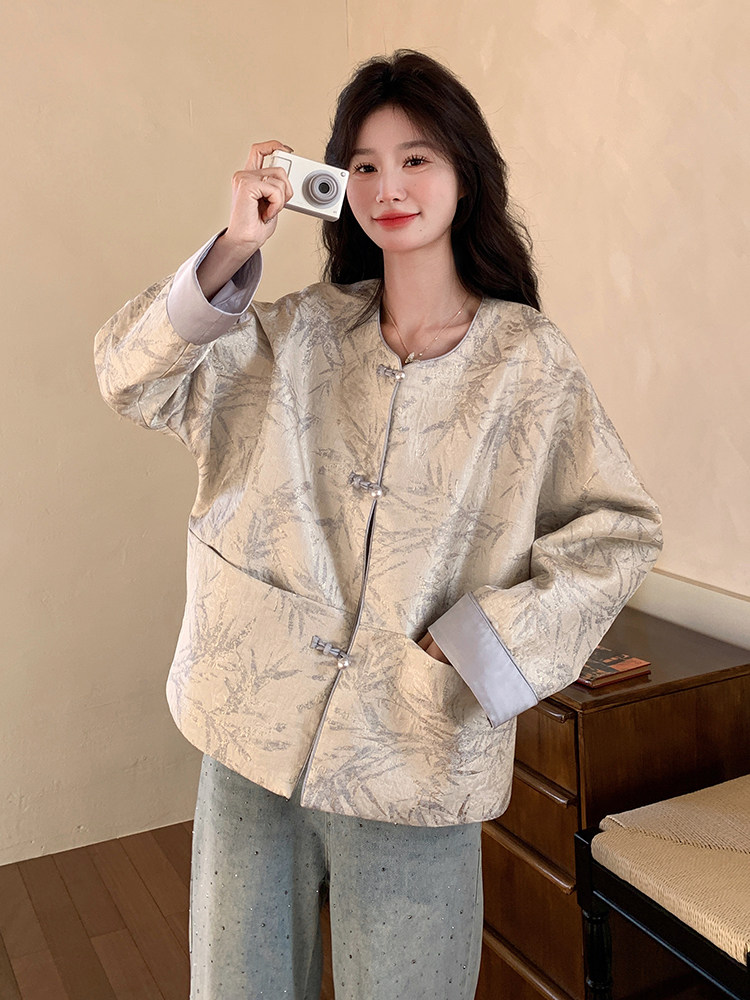 新中式国风提花外套女2025春季新款设计感小众复古宽松短款上衣潮,女装短外套,C位
